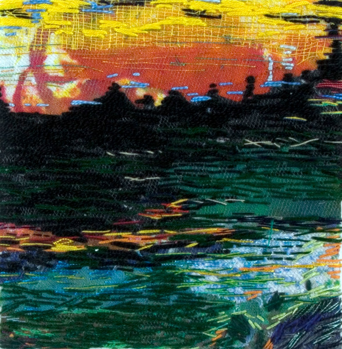 small embroidered landscape 10X10 cm