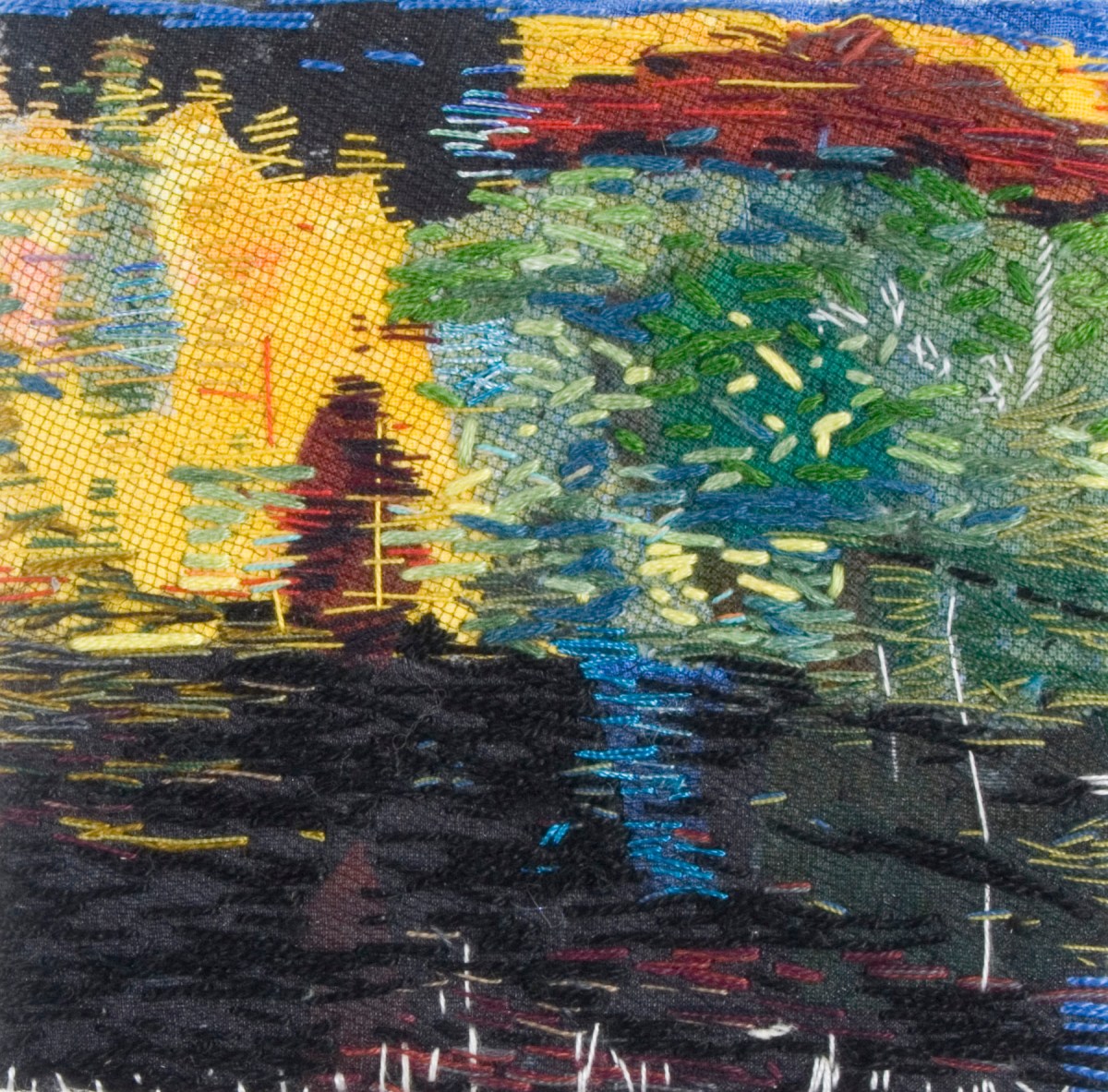 small embroidered landscape 10X10 cm