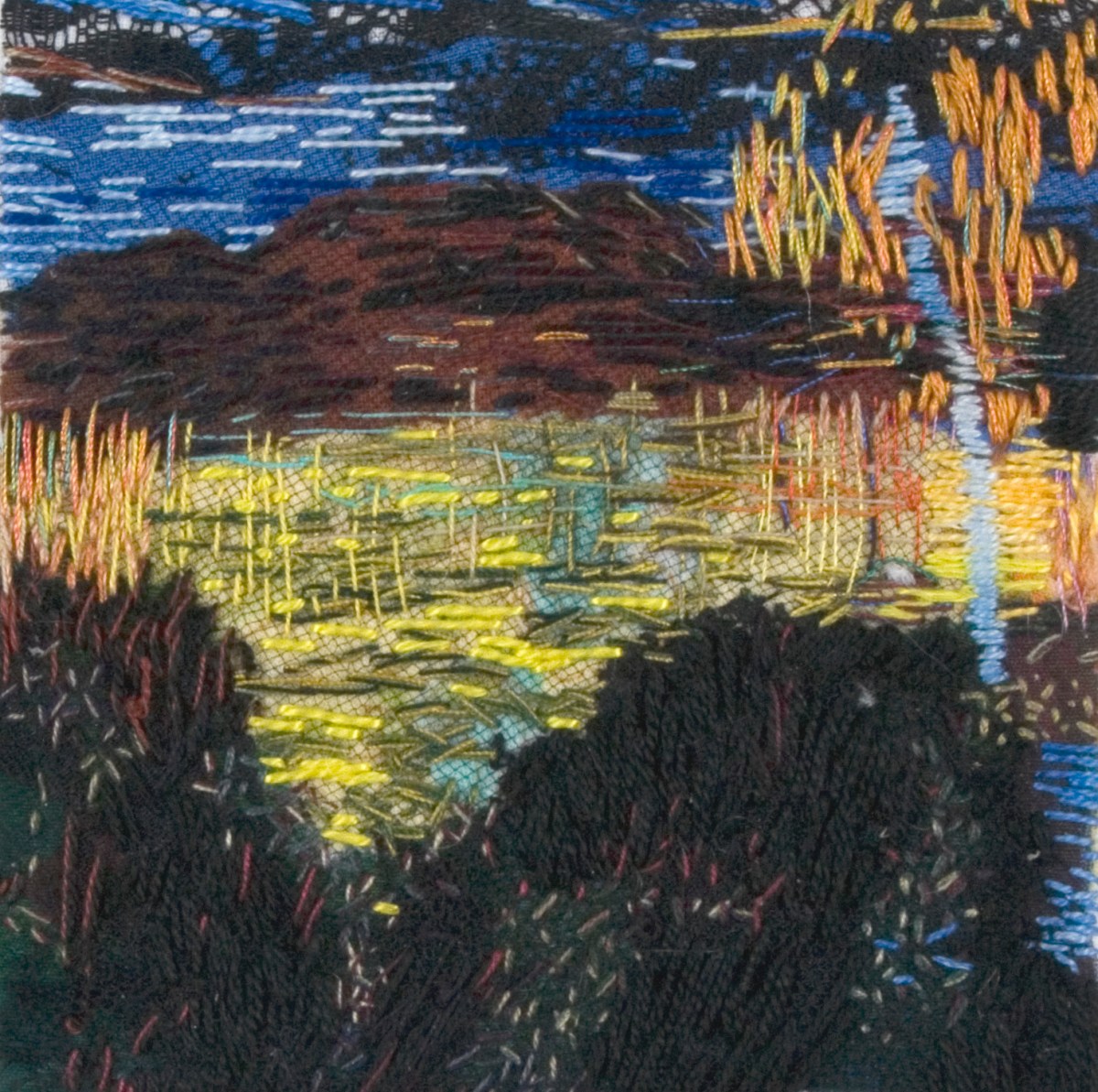 small embroidered landscape 10X10 cm