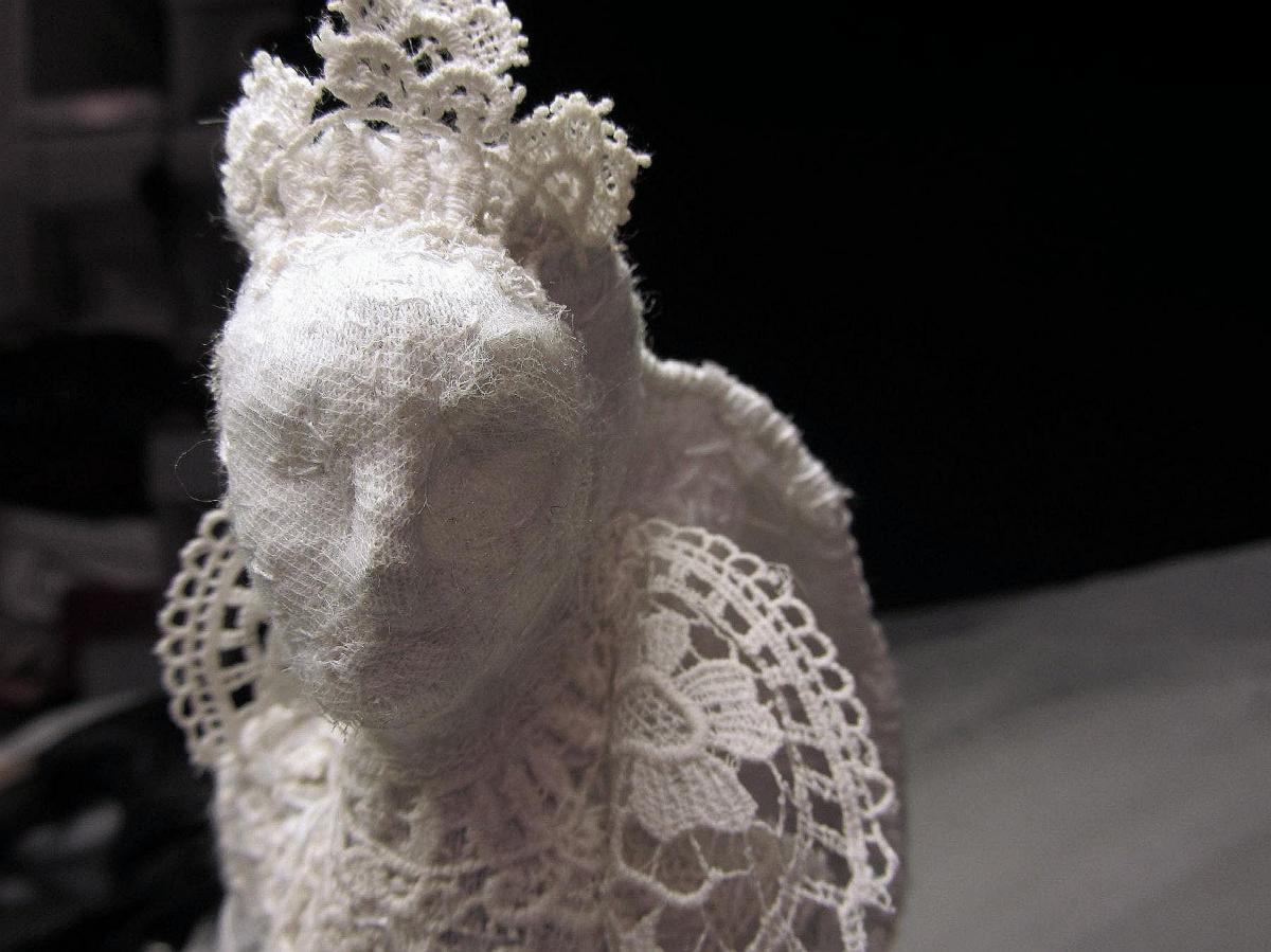 embriodered figure, Ice Queen, detail